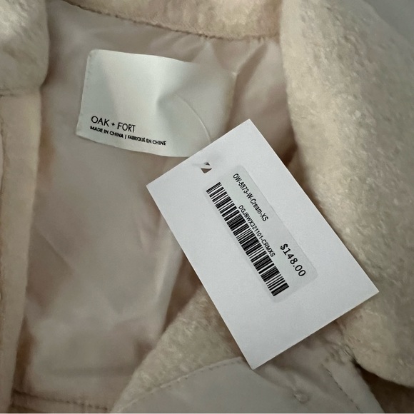 NWT Oak + Fort Wool Shirt Jacket (Shacket) cream beige - Picture 6 of 6